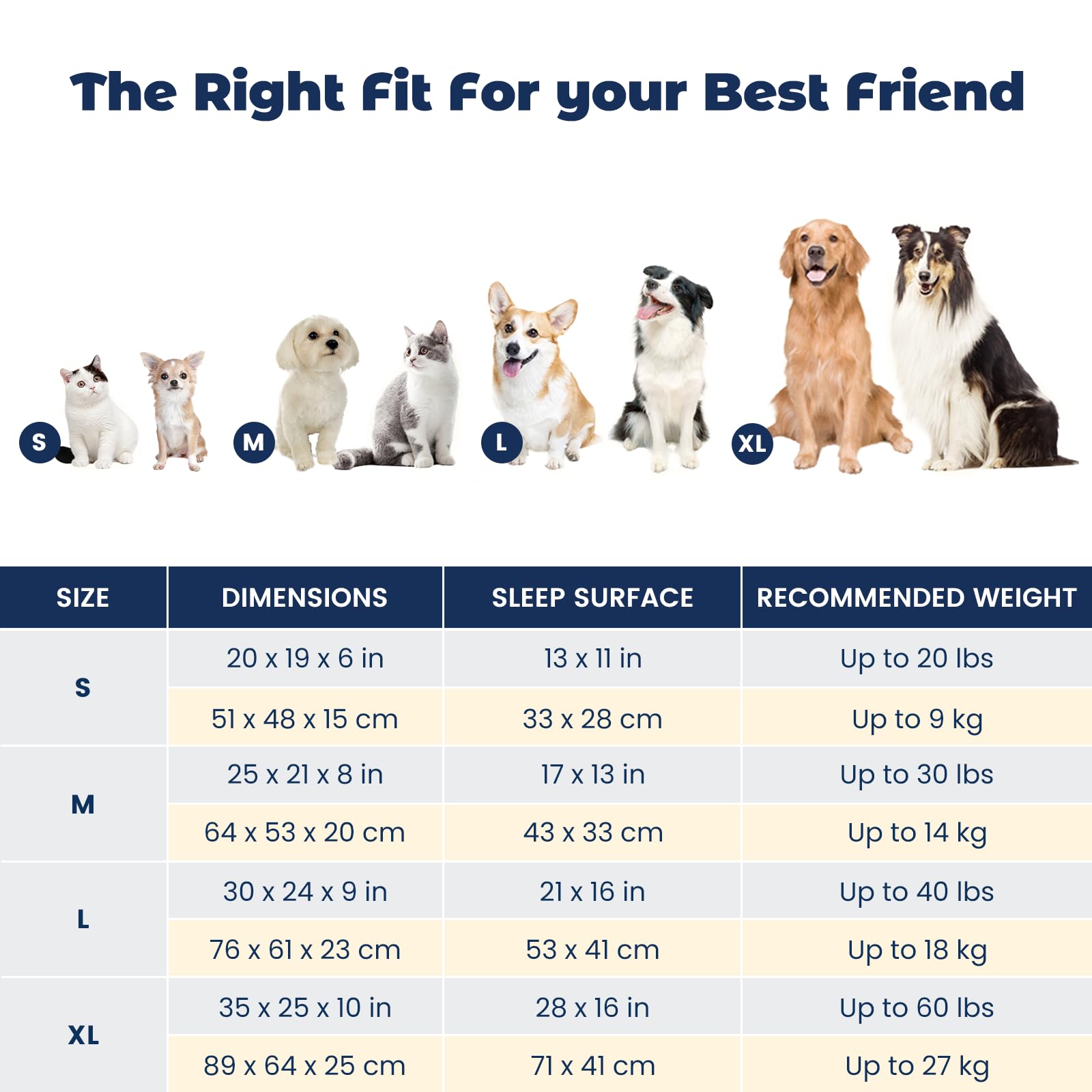 Miguel bed size options shown—helps you choose the right fit for small pets.