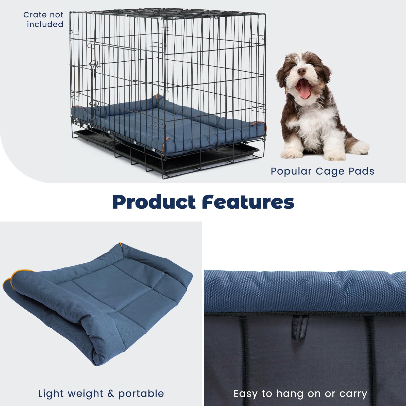 Miguel Oxford size 24x18x2-5 blue crate option for small pets.