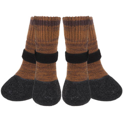 Mihachi anti-slip dog socks brown XL with side grip for secure footing on floors.