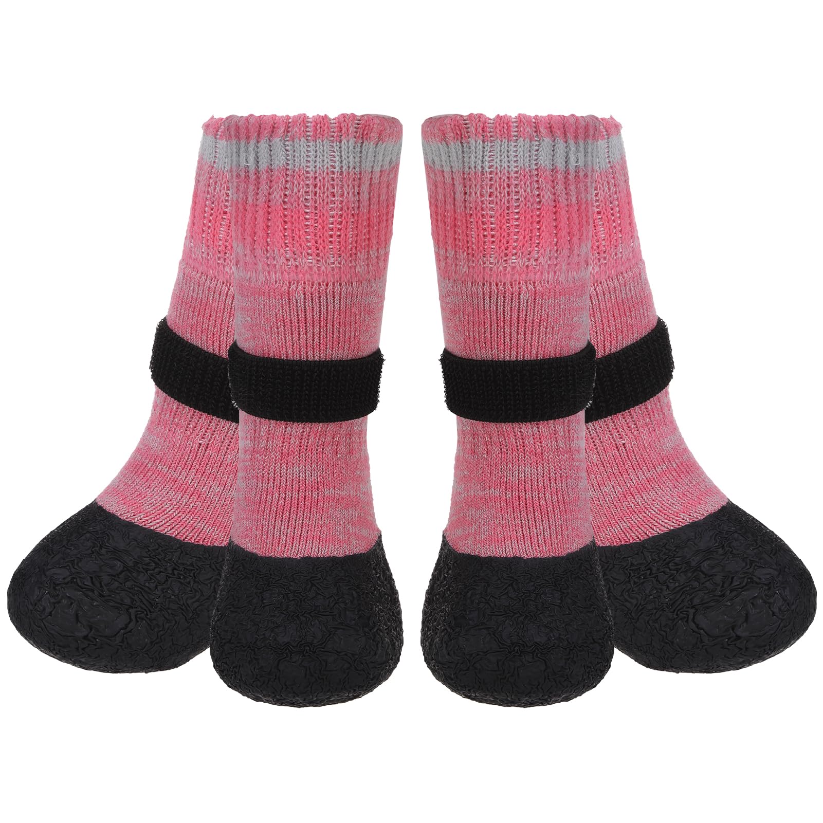 Mihachi anti-slip dog socks pink small front view, providing traction on slick floors.