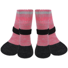Mihachi anti-slip dog socks pink small front view, providing traction on slick floors.