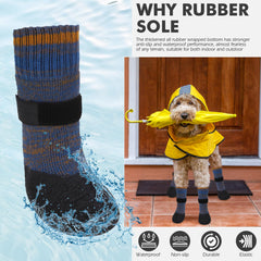 Mihachi dog socks with thick rubber sole for waterproof protection