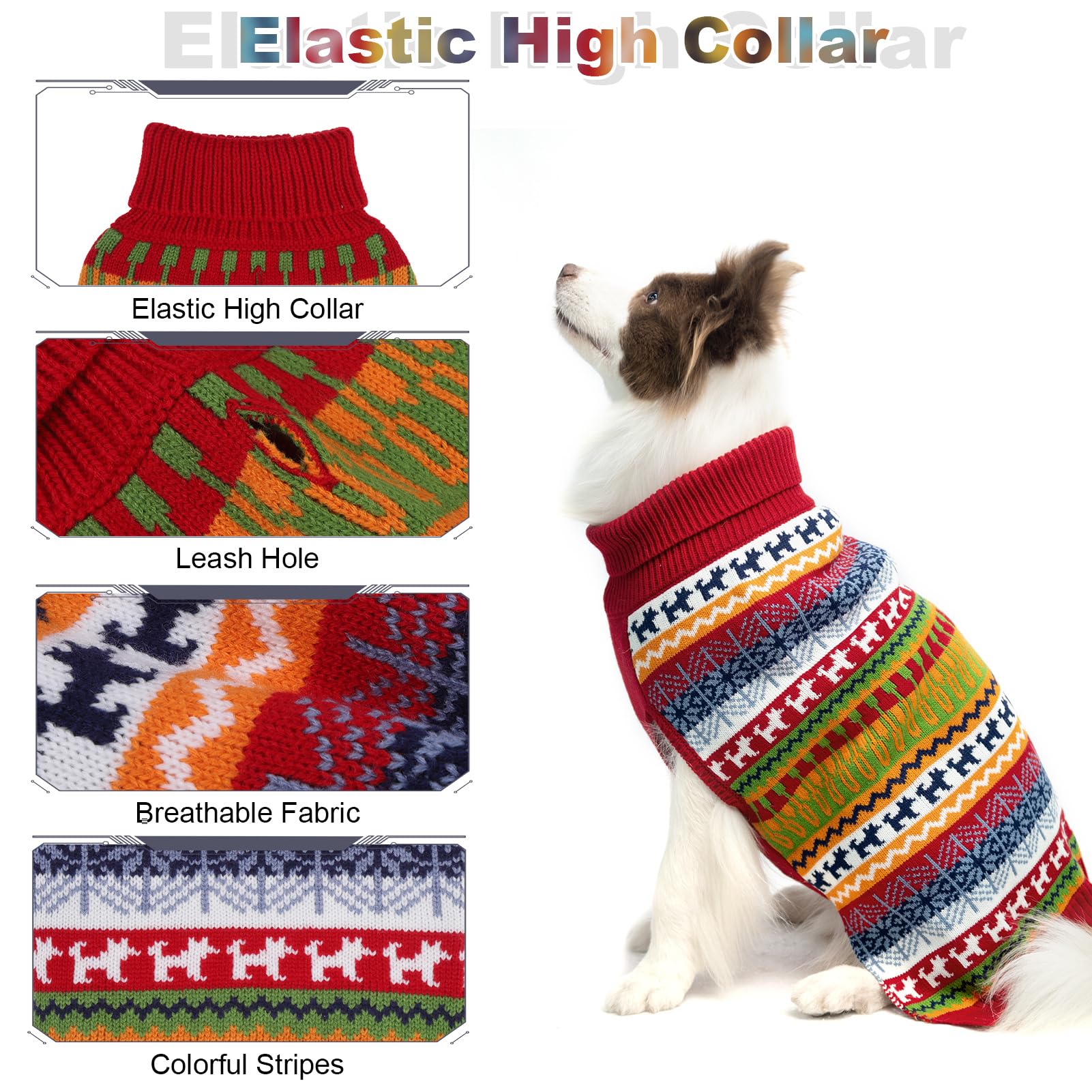 Mihachi dog sweater colorful stripes side view showcasing vibrant design for photos