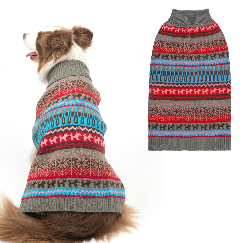 Mihachi dog sweater front striped view offers colorful warmth for cold outdoor strolls.