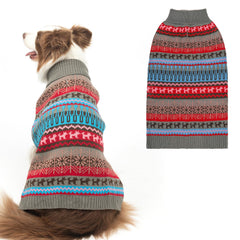 Mihachi dog sweater front striped view offers colorful warmth for cold outdoor strolls.