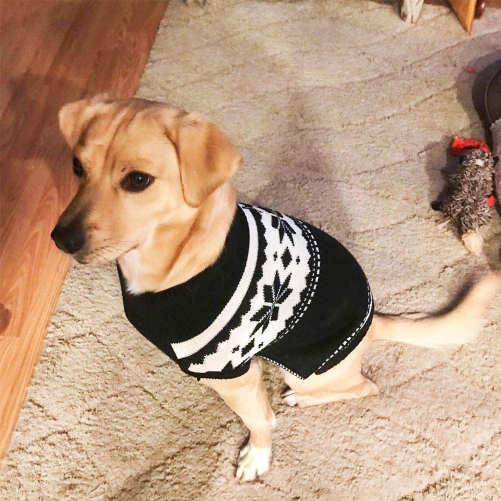 Mihachi dog sweater worn by model demonstrates easy on/off and snug fit.