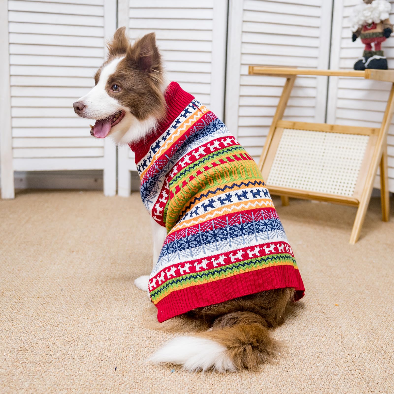 Mihachi dog sweater size chart display helps customers pick the right fit