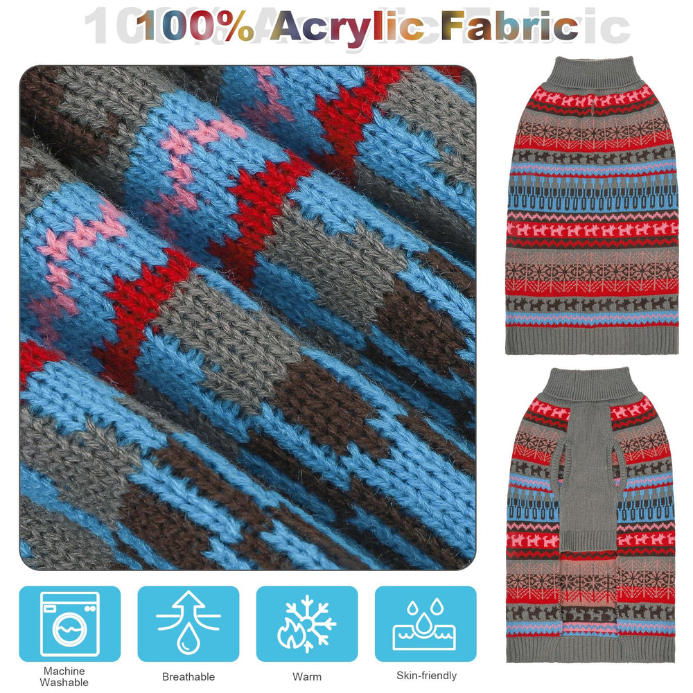 Mihachi dog sweater worn on dog demonstrates easy pull-on style and secure fit.