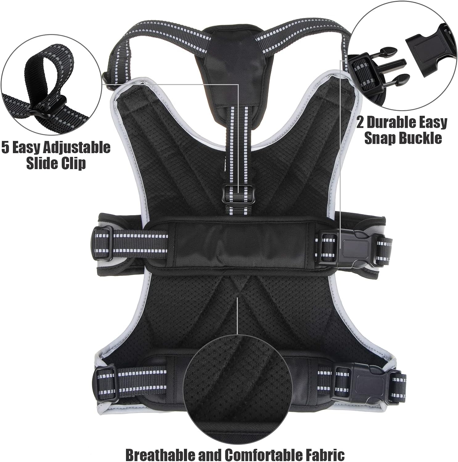 Mihachi Escape Proof Harness padded chest ensures soft load distribution during walks