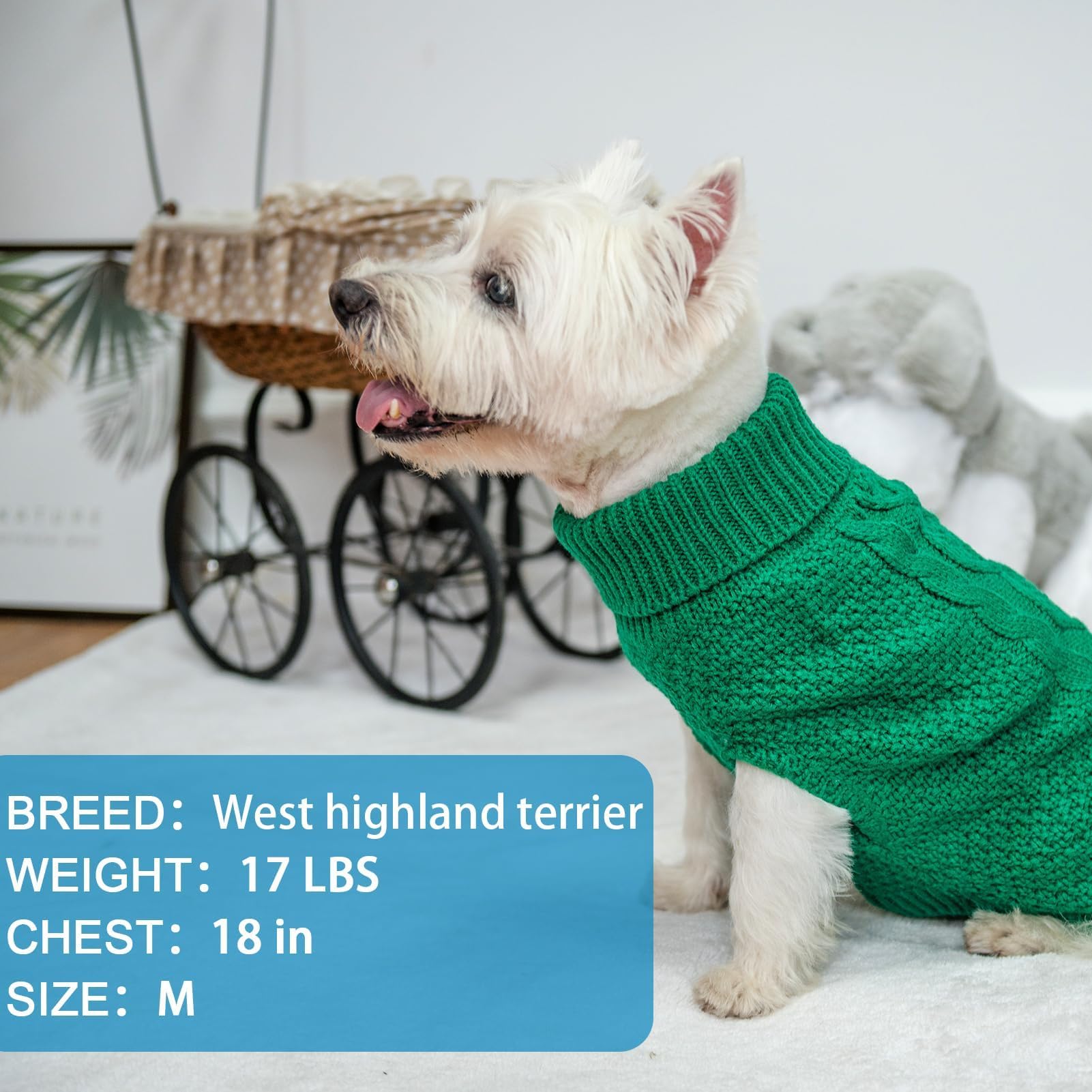 Mihachi Turtleneck Dog Sweater back view reveals clean silhouette.