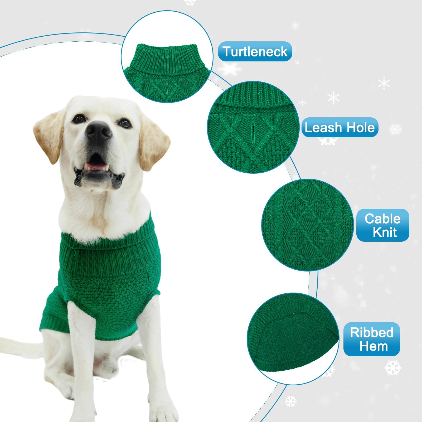 Mihachi turtleneck dog sweater cable-knit detail for premium, cozy appearance.
