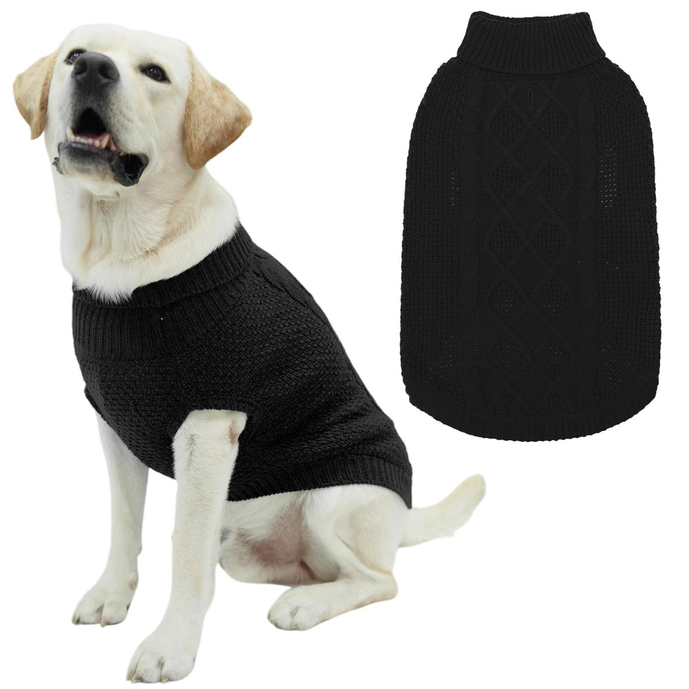 Mihachi Turtleneck Dog Sweater front view with warm cable knit for cozy days