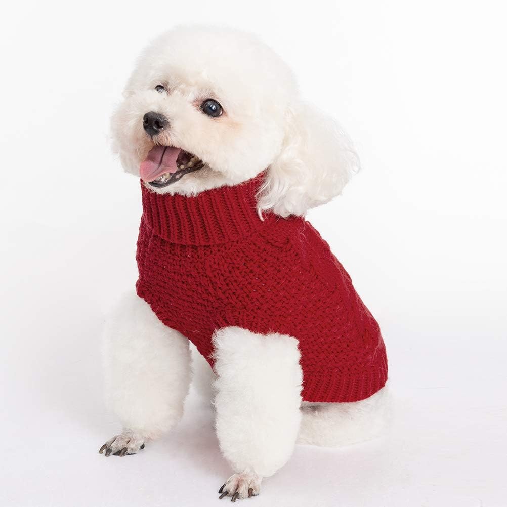 Mihachi Turtleneck Dog Sweater knit-detail closeup shows soft acrylic warmth
