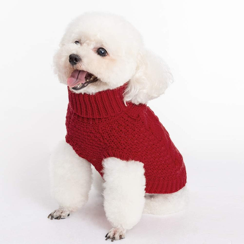 Mihachi Turtleneck Dog Sweater knit-detail closeup shows soft acrylic warmth