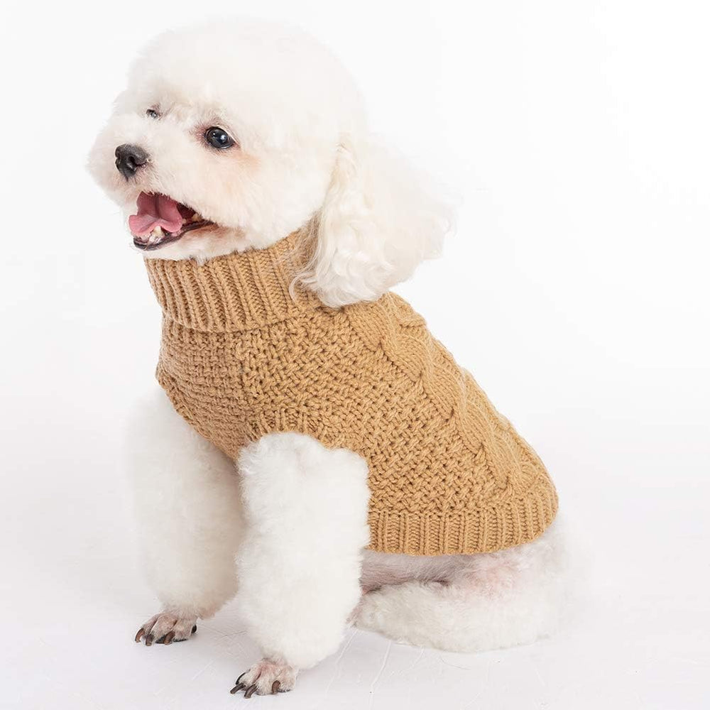 Mihachi Turtleneck Dog Sweater knit texture emphasizes softness and warmth.