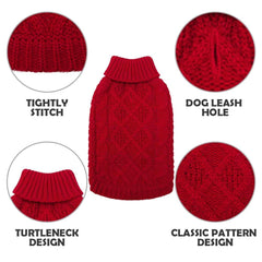 Mihachi Turtleneck Dog Sweater leash hole closeup for easy walks