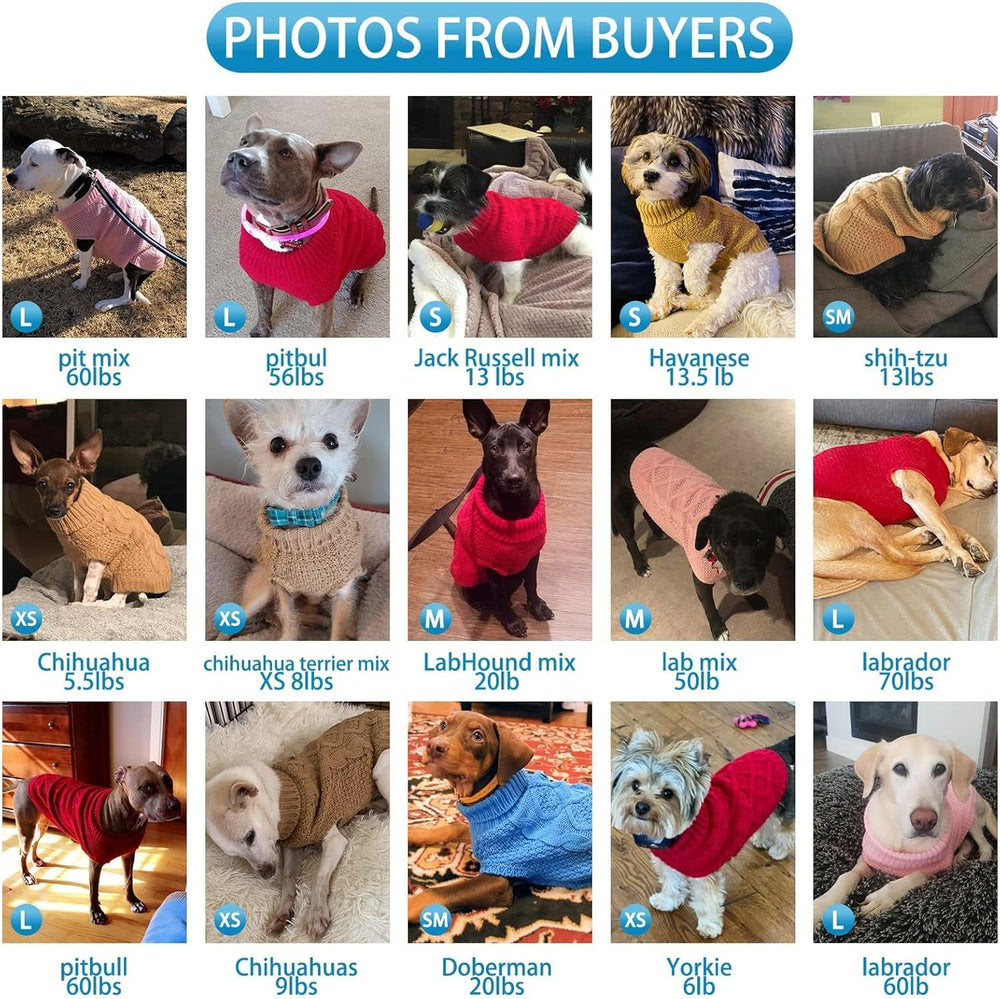 Mihachi turtleneck dog sweater red XL elastic high-collar detail for easy wear