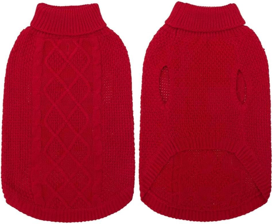 Mihachi turtleneck dog sweater red XL leash hole detail for easy walks