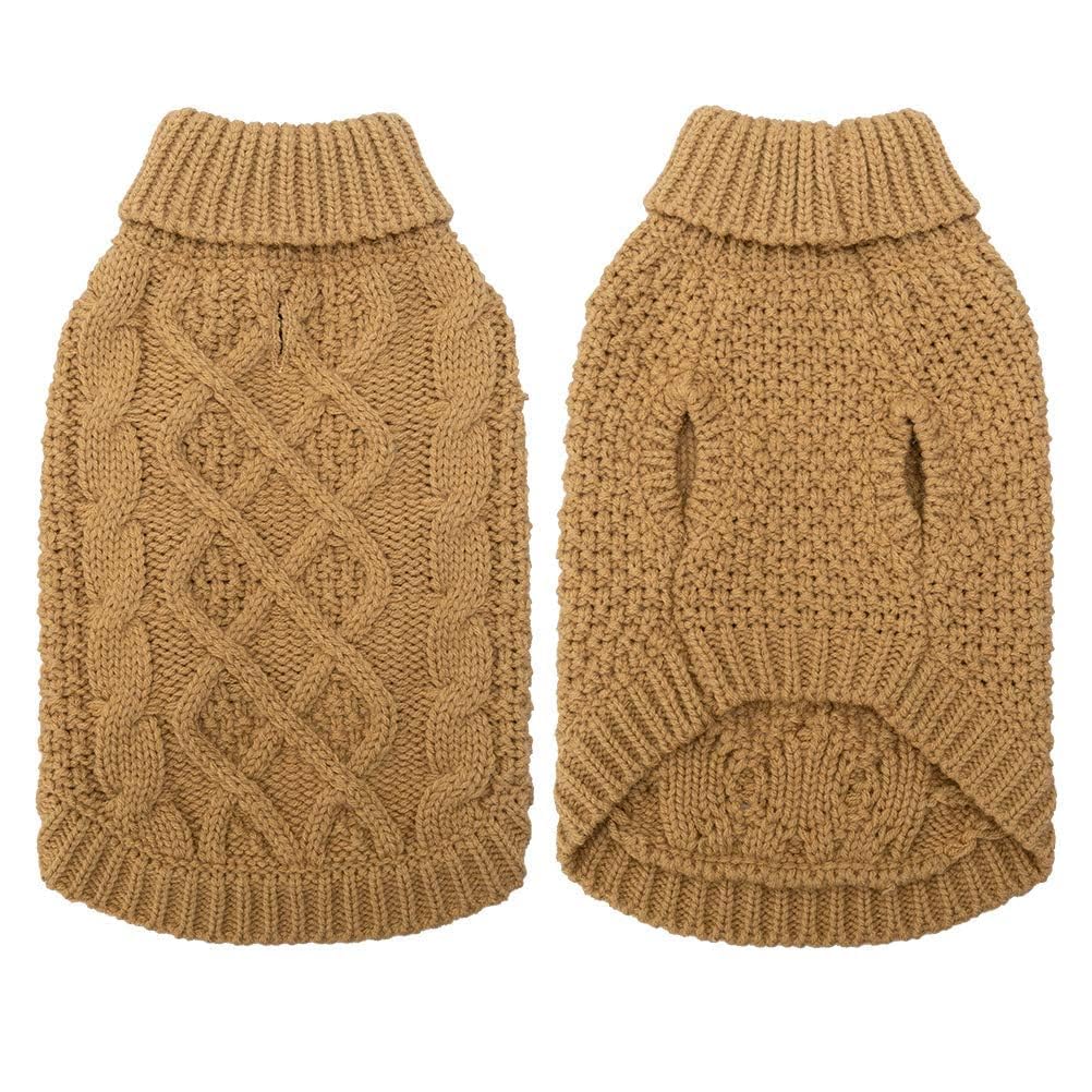 Mihachi Turtleneck Dog Sweater side view with leash hole for easy attachment.