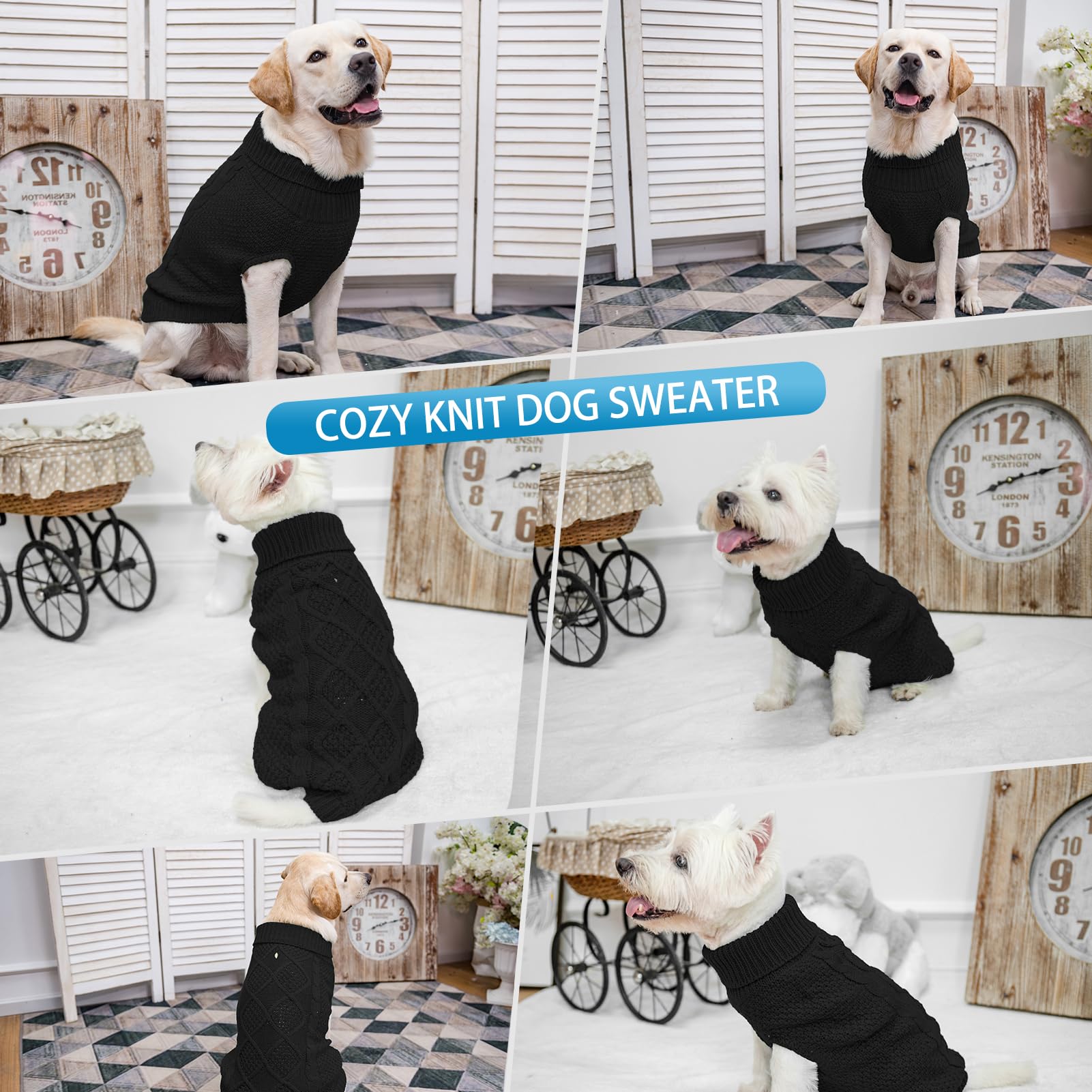 Mihachi Turtleneck Dog Sweater size chart view helps pick the right fit