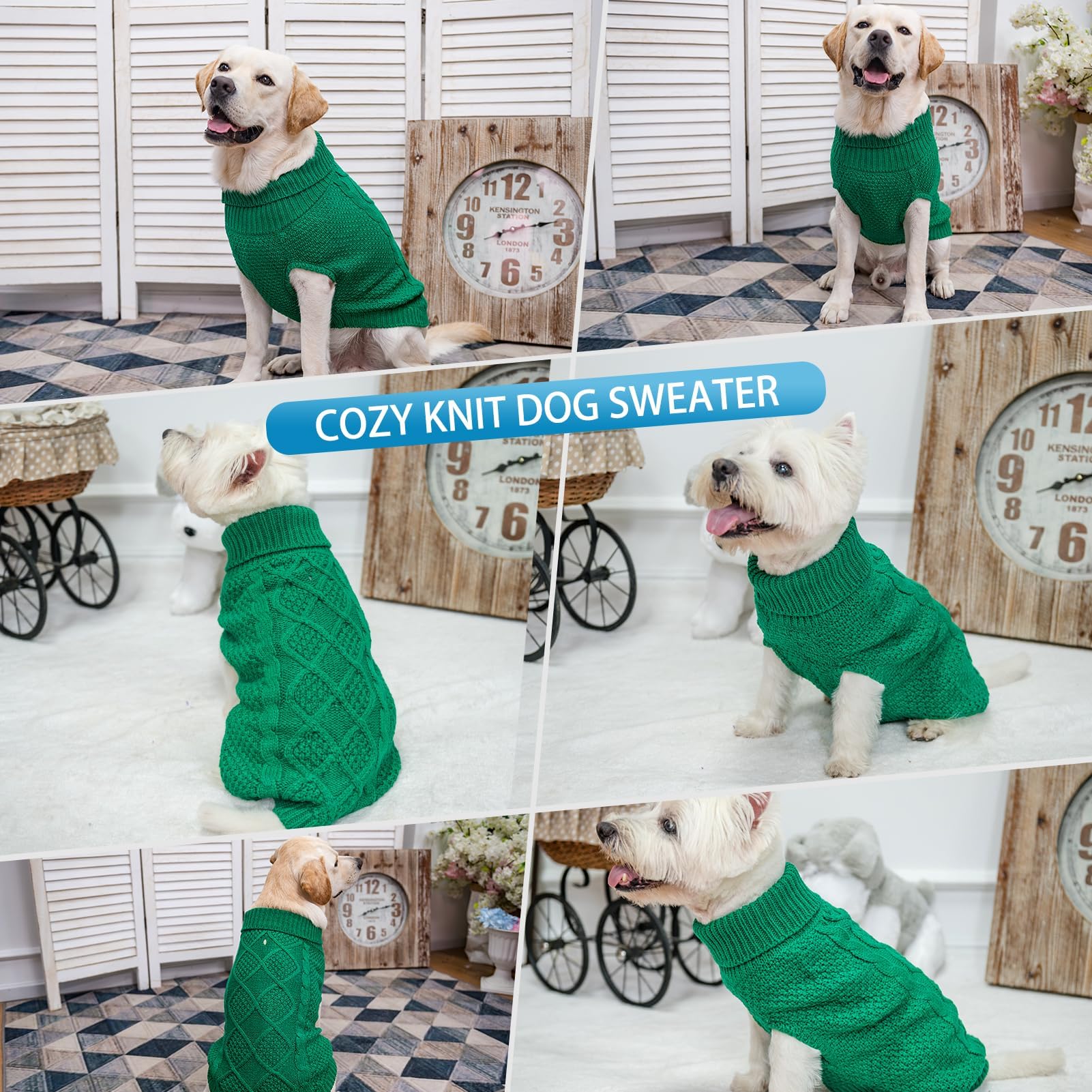 Mihachi turtleneck dog sweater size guide helps find the right fit.