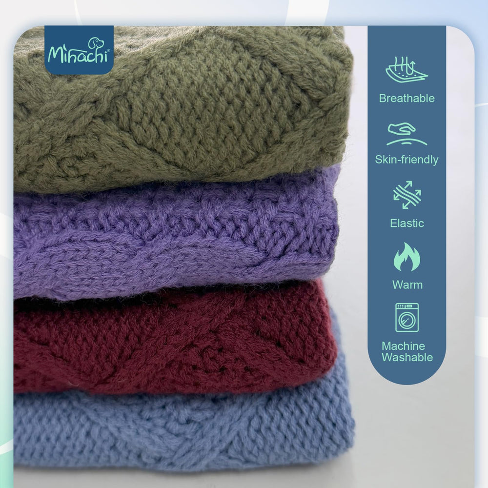 Mihachi turtleneck dog sweater soft acrylic fabric close-up warmth.