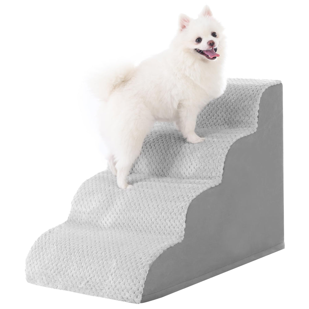 MIHIKK dog stairs curved full-view shows gentle incline for easy pet access.
