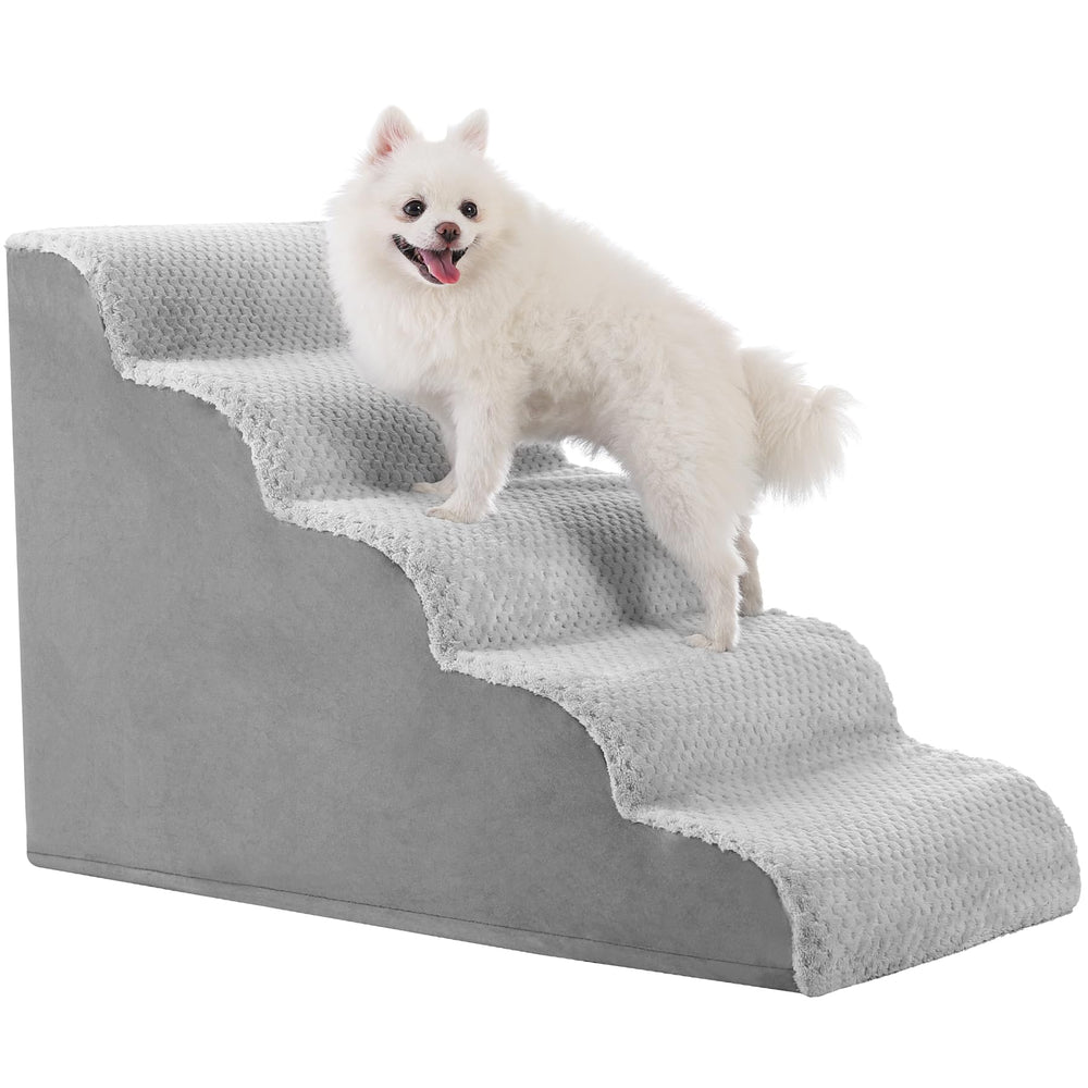 MIHIKK dog stairs curved-5-step enable gentle bed access for small dogs
