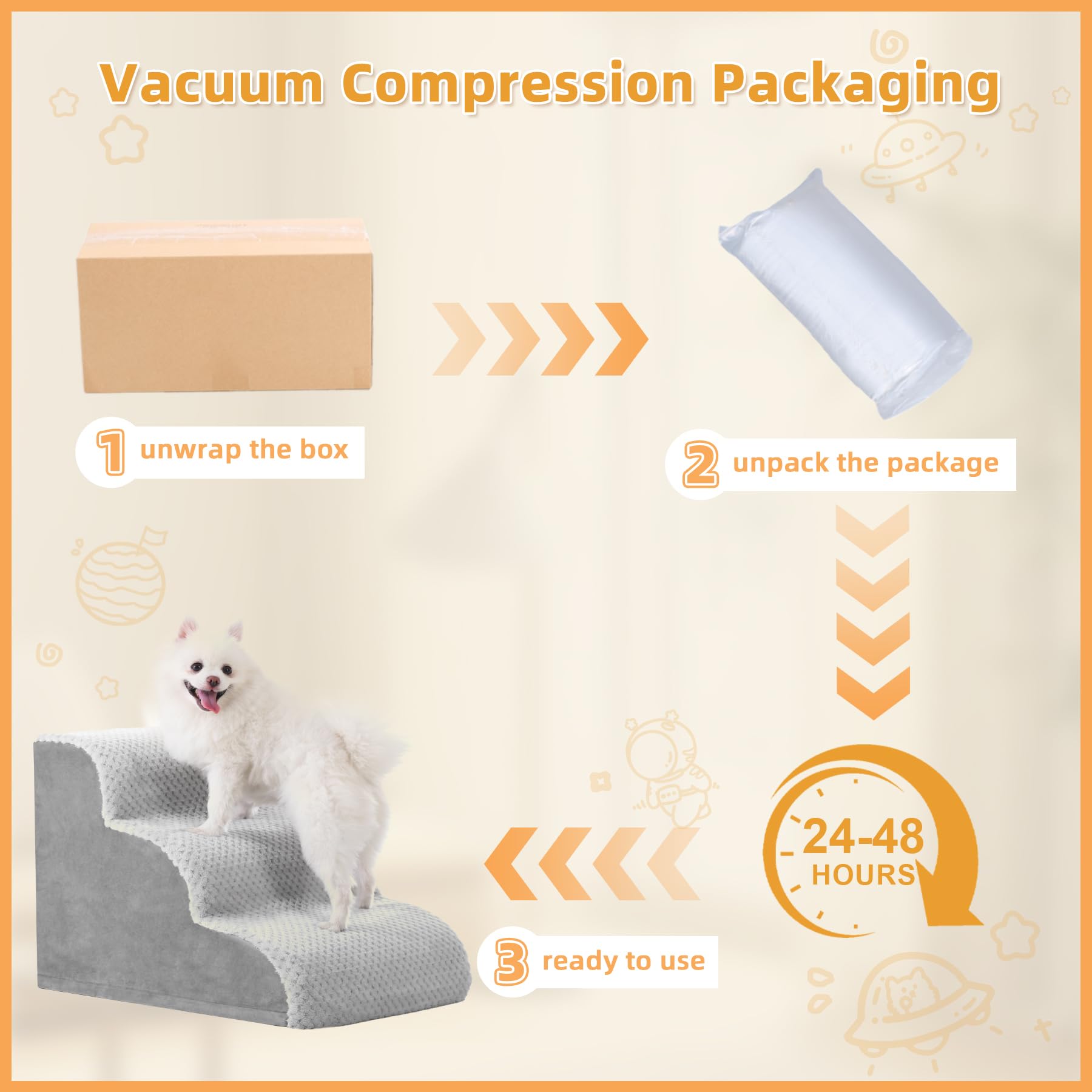 MIHIKK dog stairs removable washable cover shown for easy cleaning.