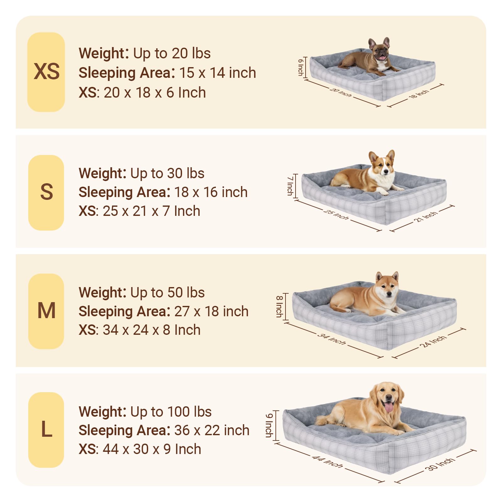 MIHIKK rectangle dog bed non-slip bottom keeps bed in place.