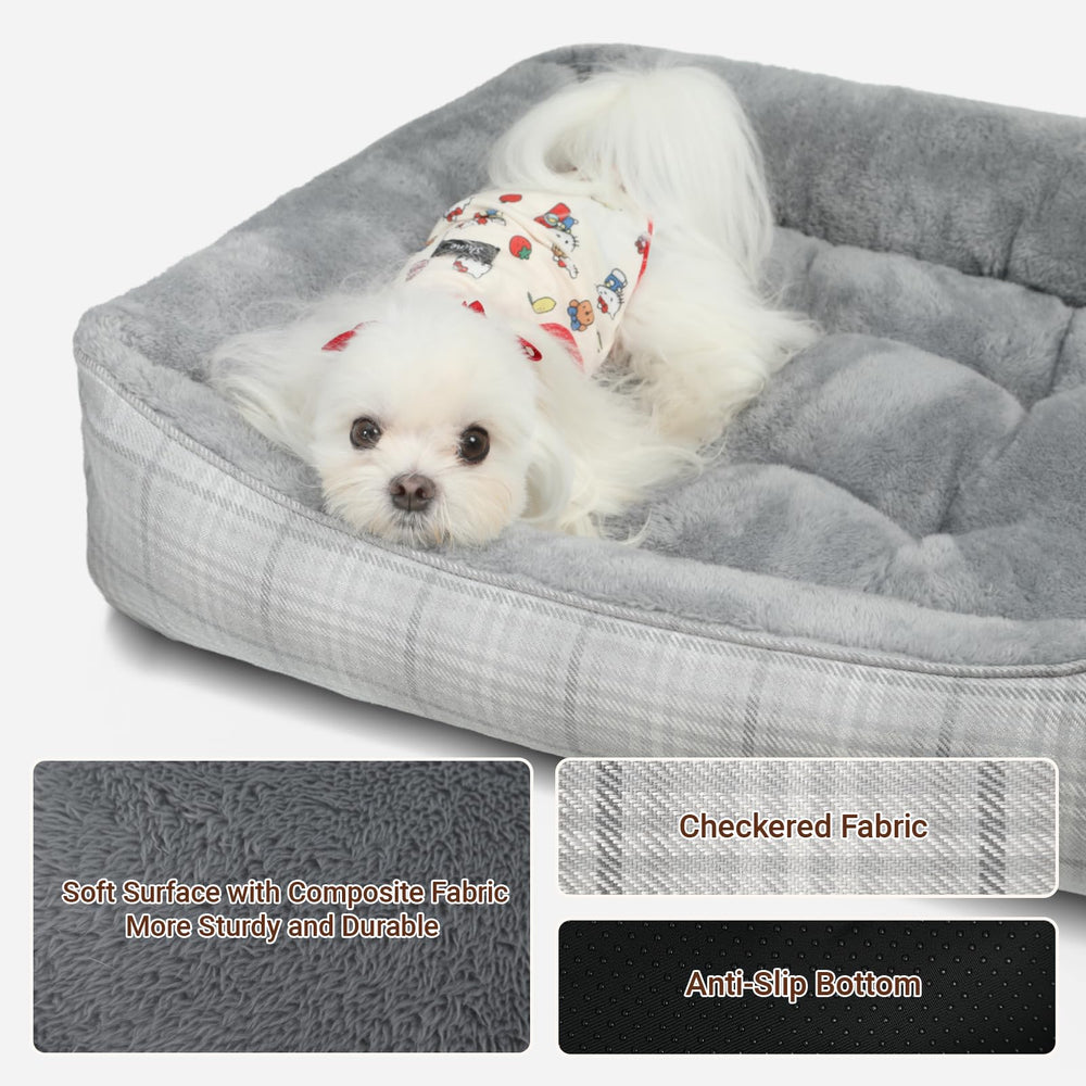 MIHIKK rectangle dog bed soft fabric closeup highlights cozy texture.