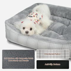 MIHIKK rectangle dog bed soft fabric closeup highlights cozy texture.