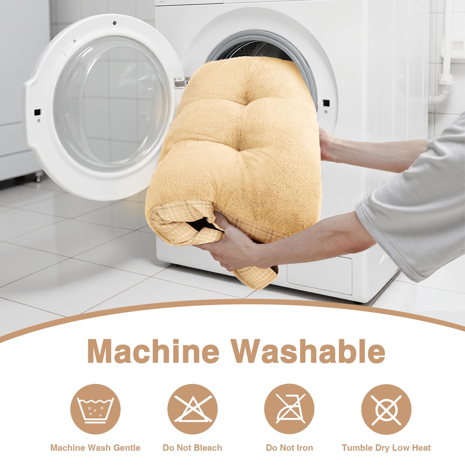 MIHIKK Washable XL dog bed 41x27 inches in light brown blends with decor