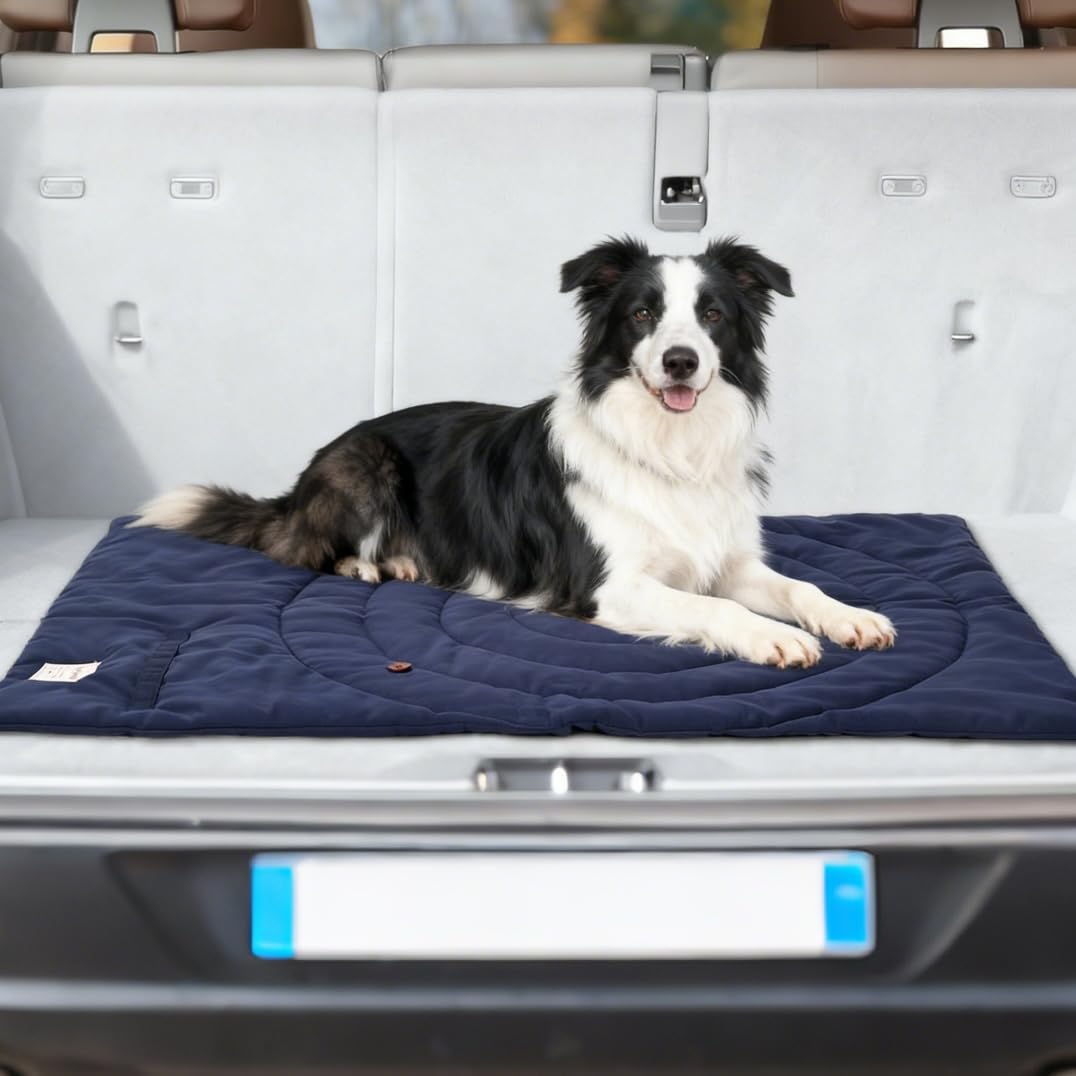 MikooMikoo dog travel mat yellow waterproof layer protects from damp ground.