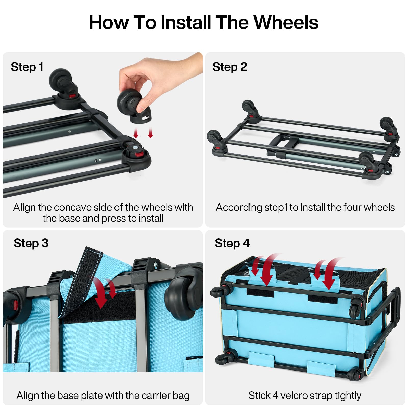 MILADA aluminum chassis with dual-lever handle adds stability during transport.