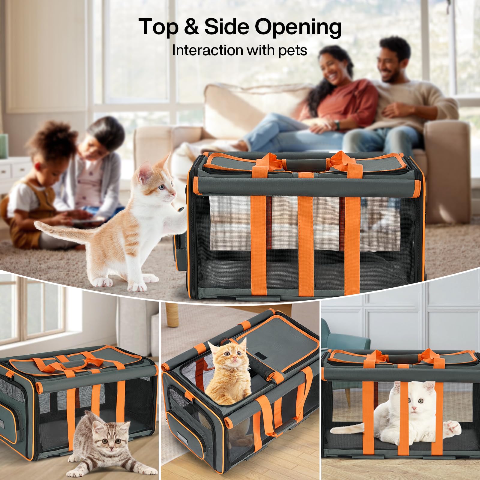 MILADA cat carrier back-pocket stores wheels, bowls, and bottles for organized trips.