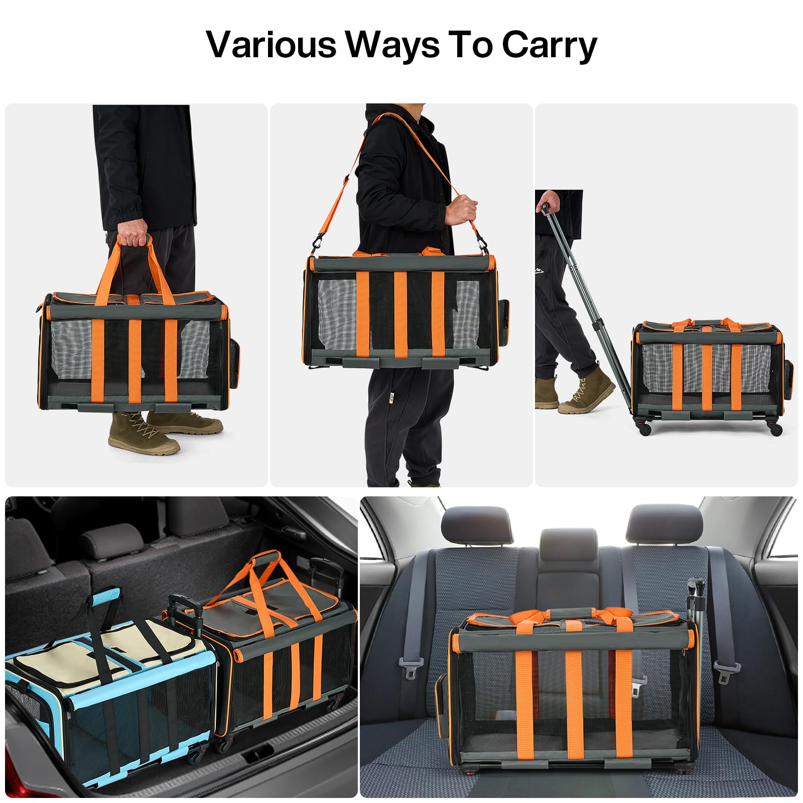 MILADA large cat carrier safety-zipper keeps pets secure during entry and exit.