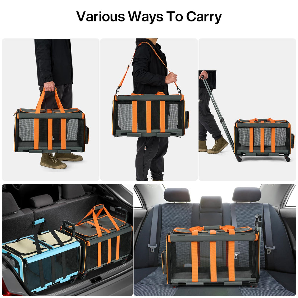 MILADA large cat carrier safety-zipper keeps pets secure during entry and exit.
