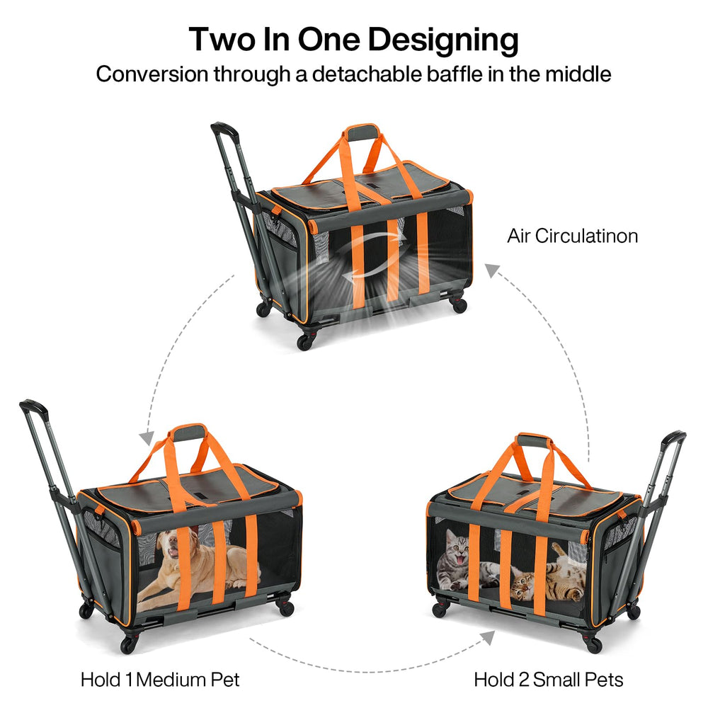 MILADA cat carrier top-side ventilation ensures breathable comfort during travel.