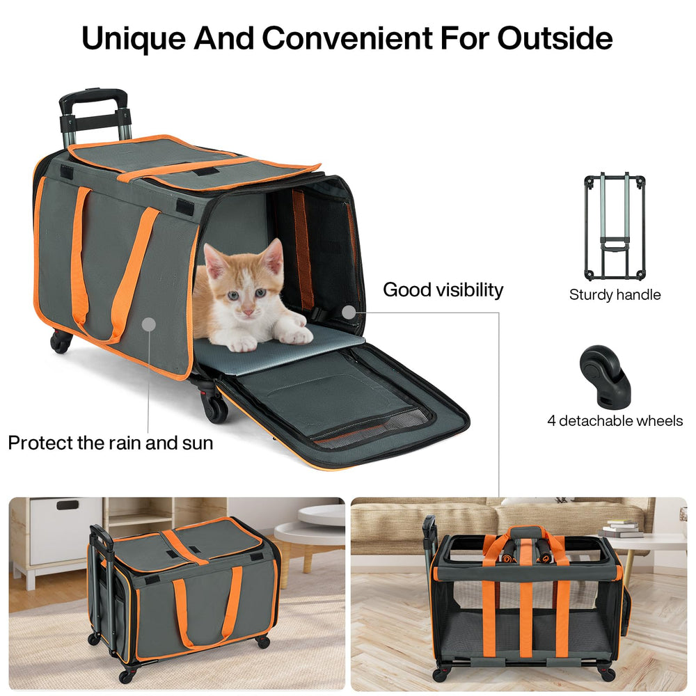 MILADA water-resistant-nylon cat carrier shields contents from rain and splashes.