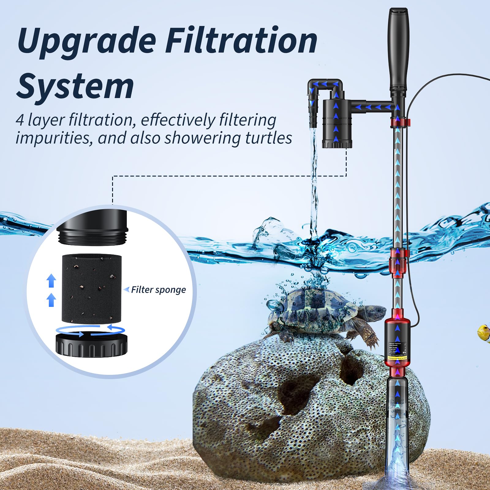 Mildhug extendable pole reaches tall tanks for easy maintenance.