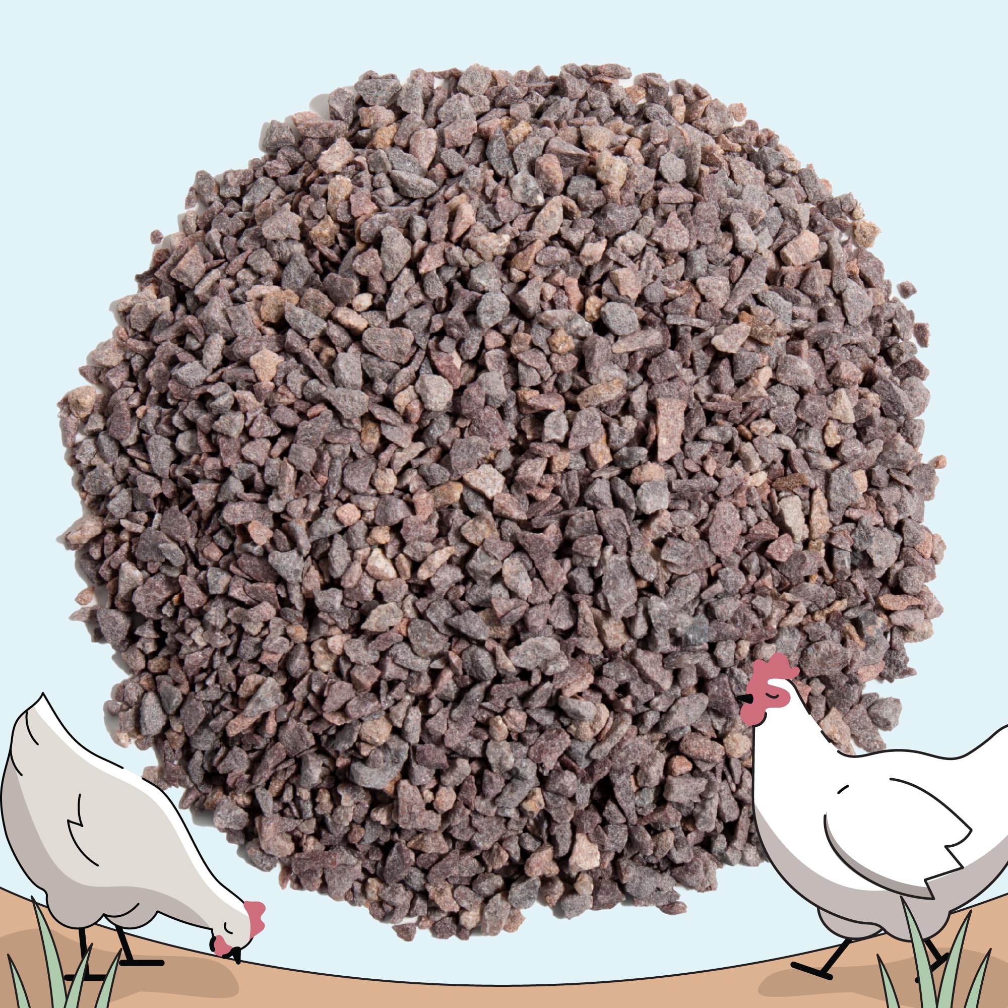 Mile Four chicken grit granules close-up illustrates gritty texture.