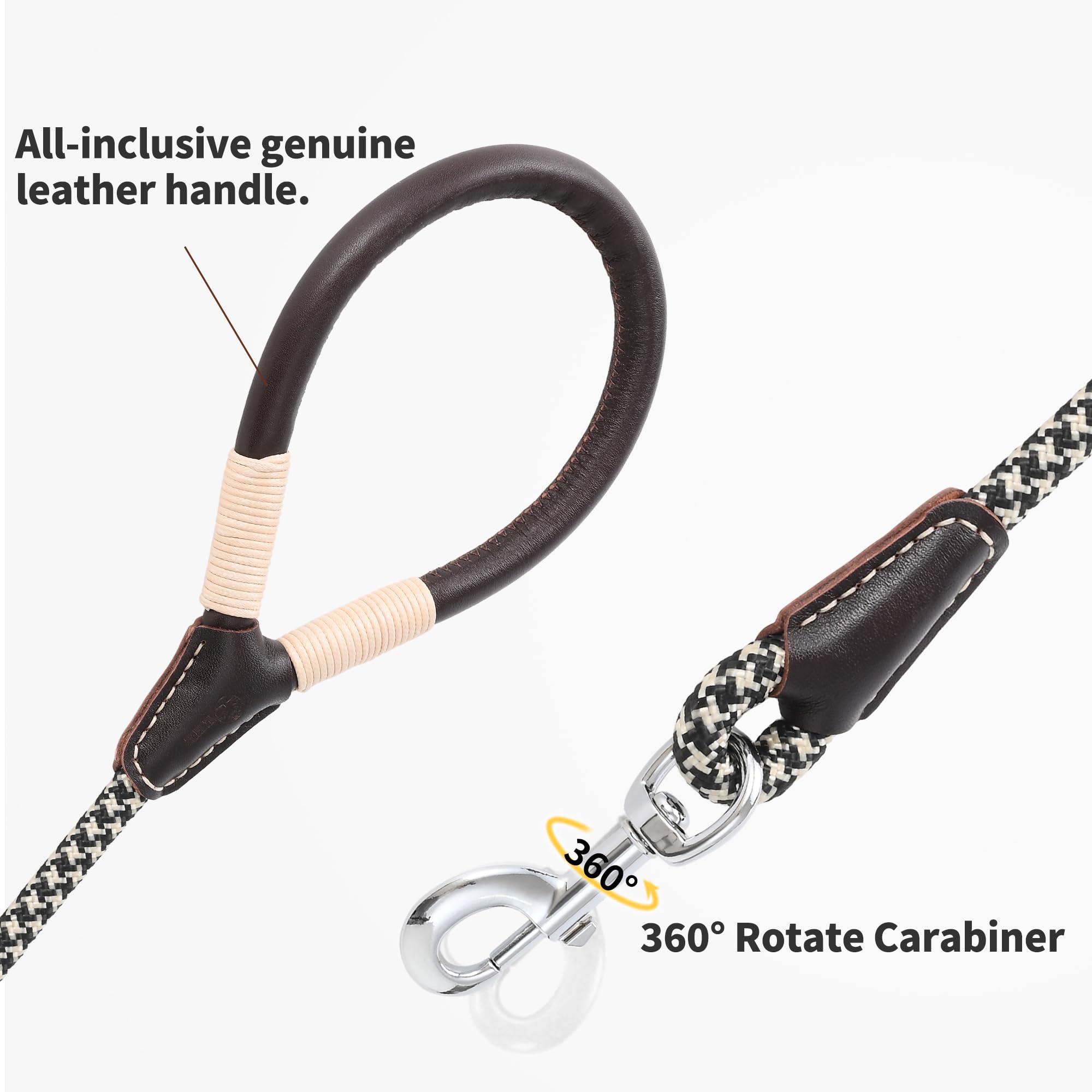 Mile High Life 1/2 inch rope leash emphasizes durability in rain and rugged terrain