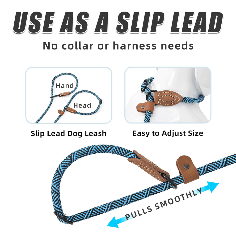Mile High Life braided-cotton rope leash with leather tip offers durable daily adventures