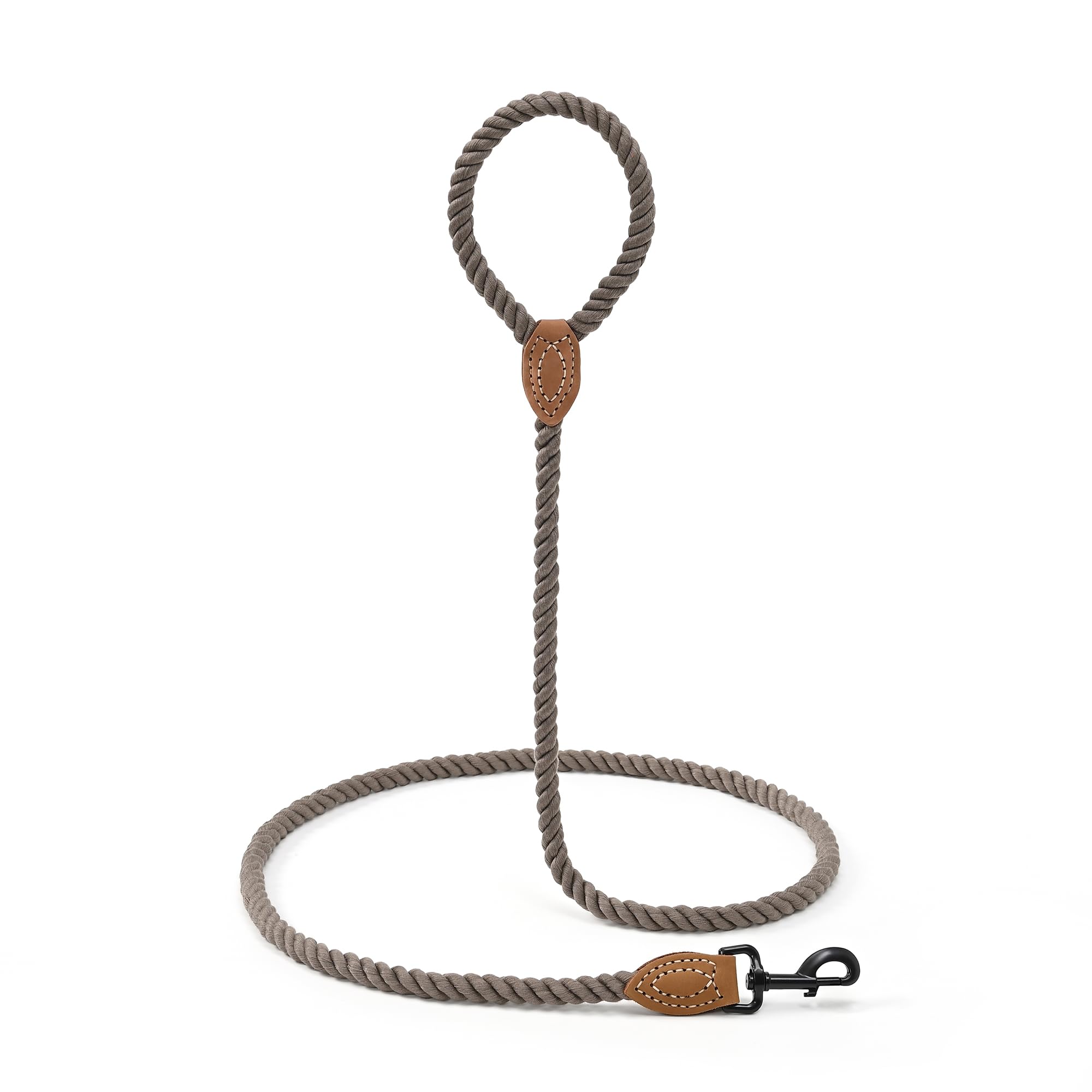 Mile High Life dog leash camel with leather tailor tip for durability and luxury.