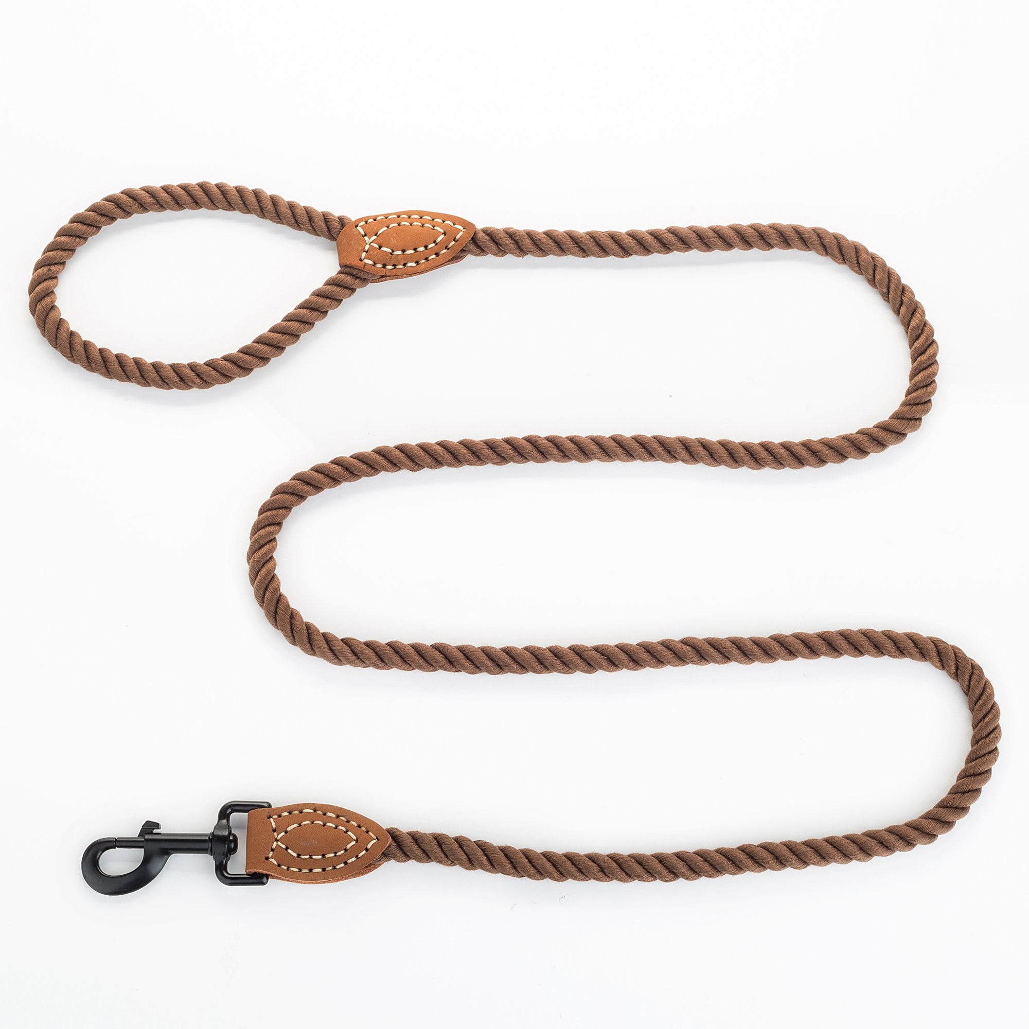 Mile High Life dog leash leather tip close-up highlighting luxury join and durability.