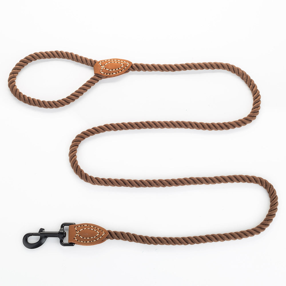 Mile High Life dog leash leather tip close-up highlighting luxury join and durability.
