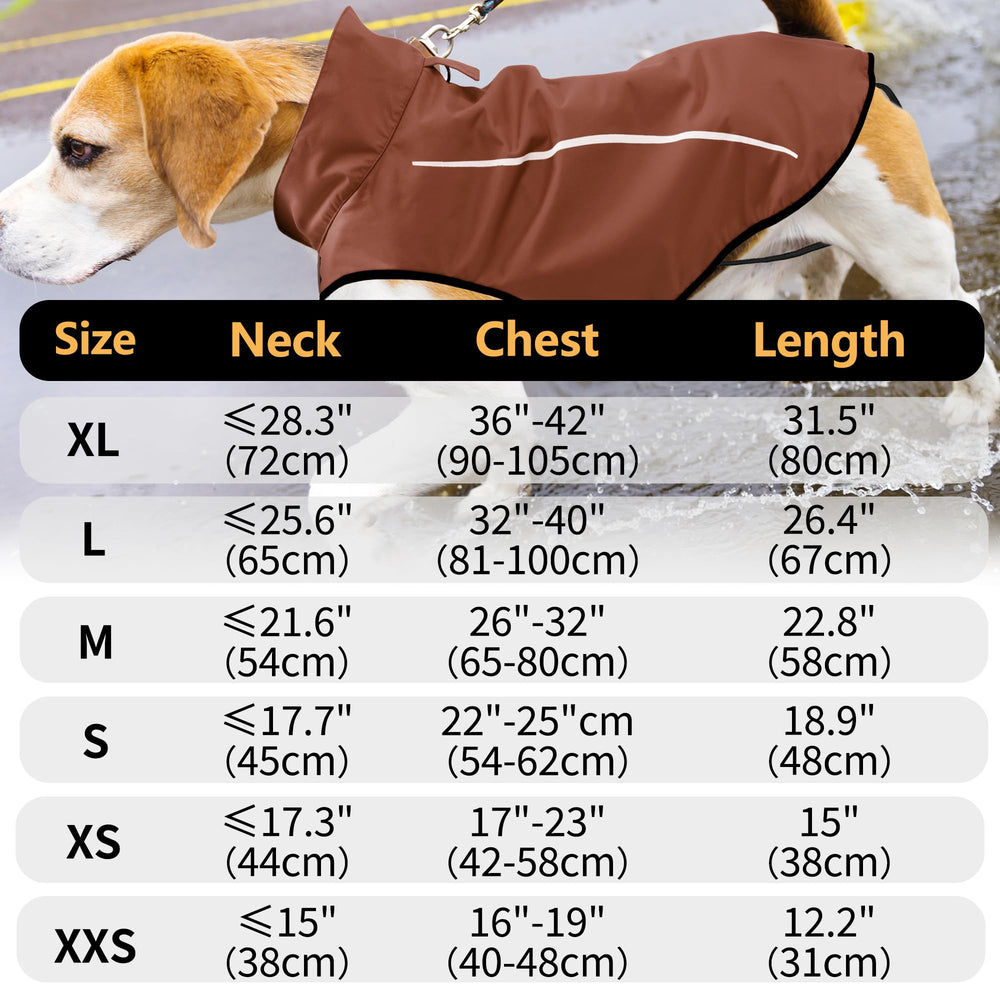 Mile High Life dog raincoat back-length view shows full torso coverage during walks.
