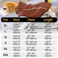 Mile High Life dog raincoat back-length view shows full torso coverage during walks.