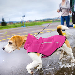 Mile High Life dog raincoat back view highlights adjustable fit and breathable design
